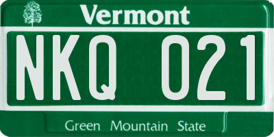 VT license plate NKQ021