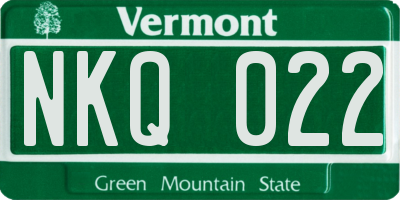 VT license plate NKQ022