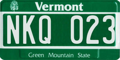 VT license plate NKQ023