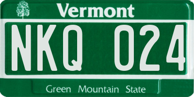 VT license plate NKQ024