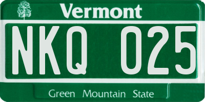 VT license plate NKQ025