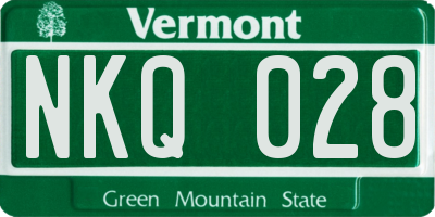 VT license plate NKQ028