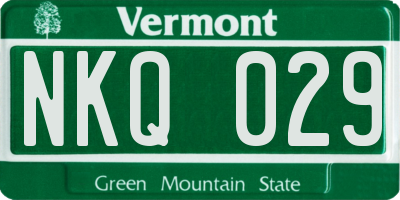 VT license plate NKQ029