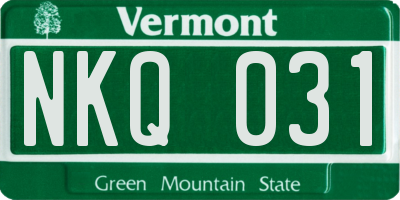 VT license plate NKQ031