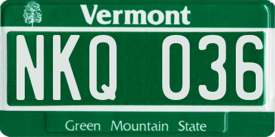 VT license plate NKQ036