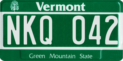 VT license plate NKQ042