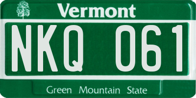 VT license plate NKQ061
