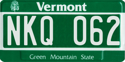 VT license plate NKQ062