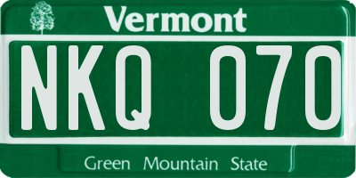 VT license plate NKQ070