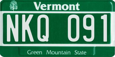 VT license plate NKQ091