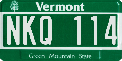 VT license plate NKQ114