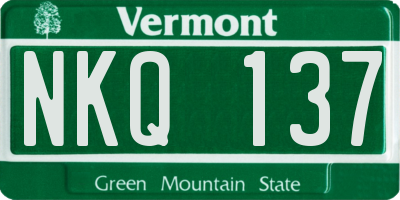 VT license plate NKQ137