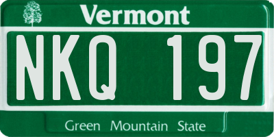 VT license plate NKQ197