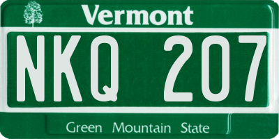 VT license plate NKQ207