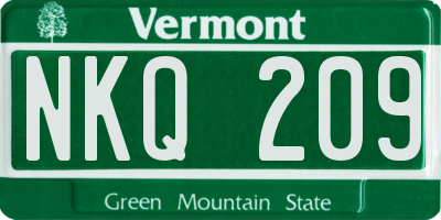 VT license plate NKQ209