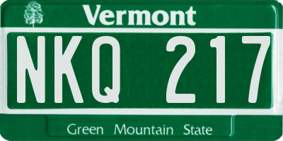 VT license plate NKQ217