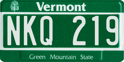 VT license plate NKQ219