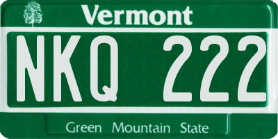 VT license plate NKQ222