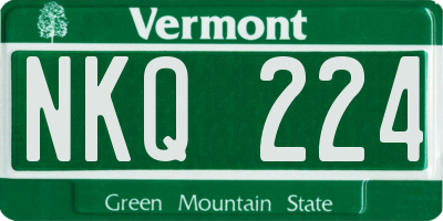 VT license plate NKQ224