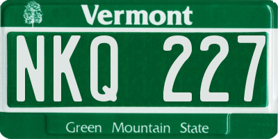 VT license plate NKQ227