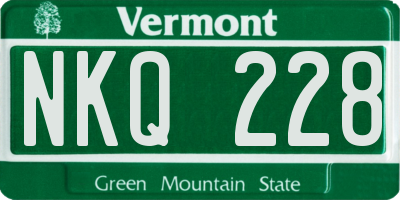 VT license plate NKQ228