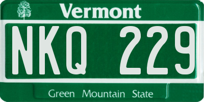 VT license plate NKQ229
