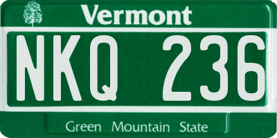 VT license plate NKQ236