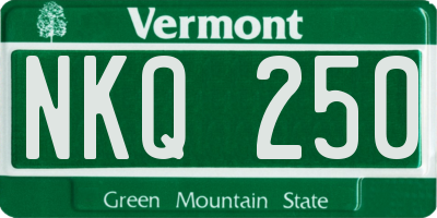 VT license plate NKQ250