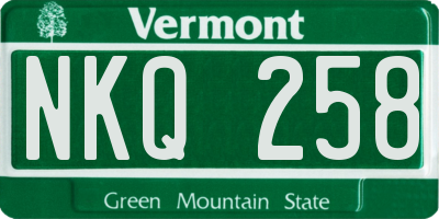 VT license plate NKQ258