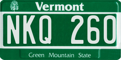 VT license plate NKQ260