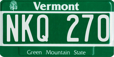 VT license plate NKQ270