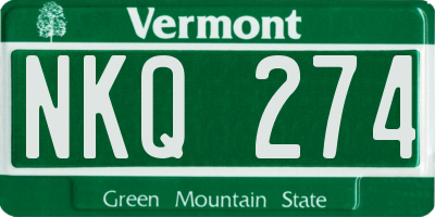 VT license plate NKQ274