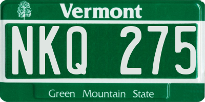 VT license plate NKQ275