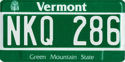 VT license plate NKQ286