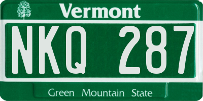 VT license plate NKQ287