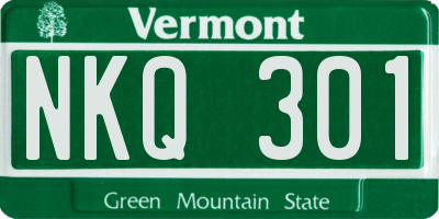 VT license plate NKQ301