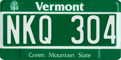 VT license plate NKQ304