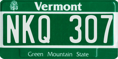 VT license plate NKQ307