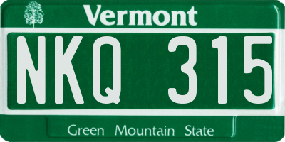 VT license plate NKQ315