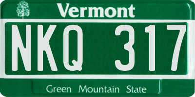 VT license plate NKQ317