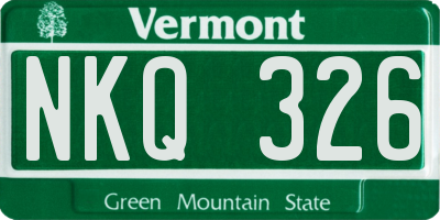 VT license plate NKQ326