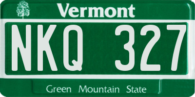 VT license plate NKQ327