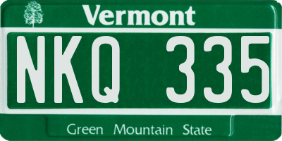 VT license plate NKQ335