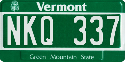 VT license plate NKQ337