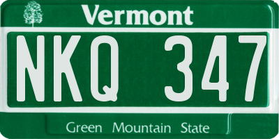 VT license plate NKQ347