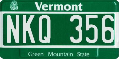 VT license plate NKQ356