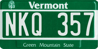 VT license plate NKQ357