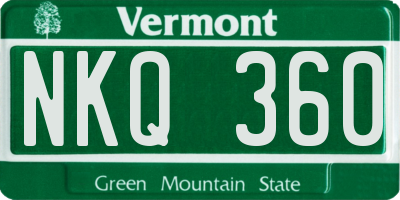 VT license plate NKQ360