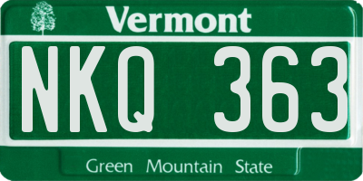 VT license plate NKQ363