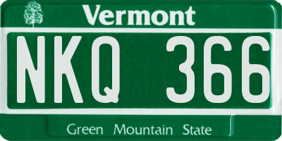 VT license plate NKQ366
